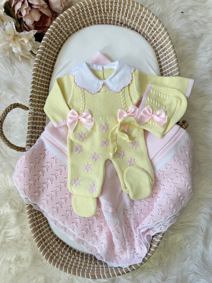 Flora Overall - Yellow/ Light Pink