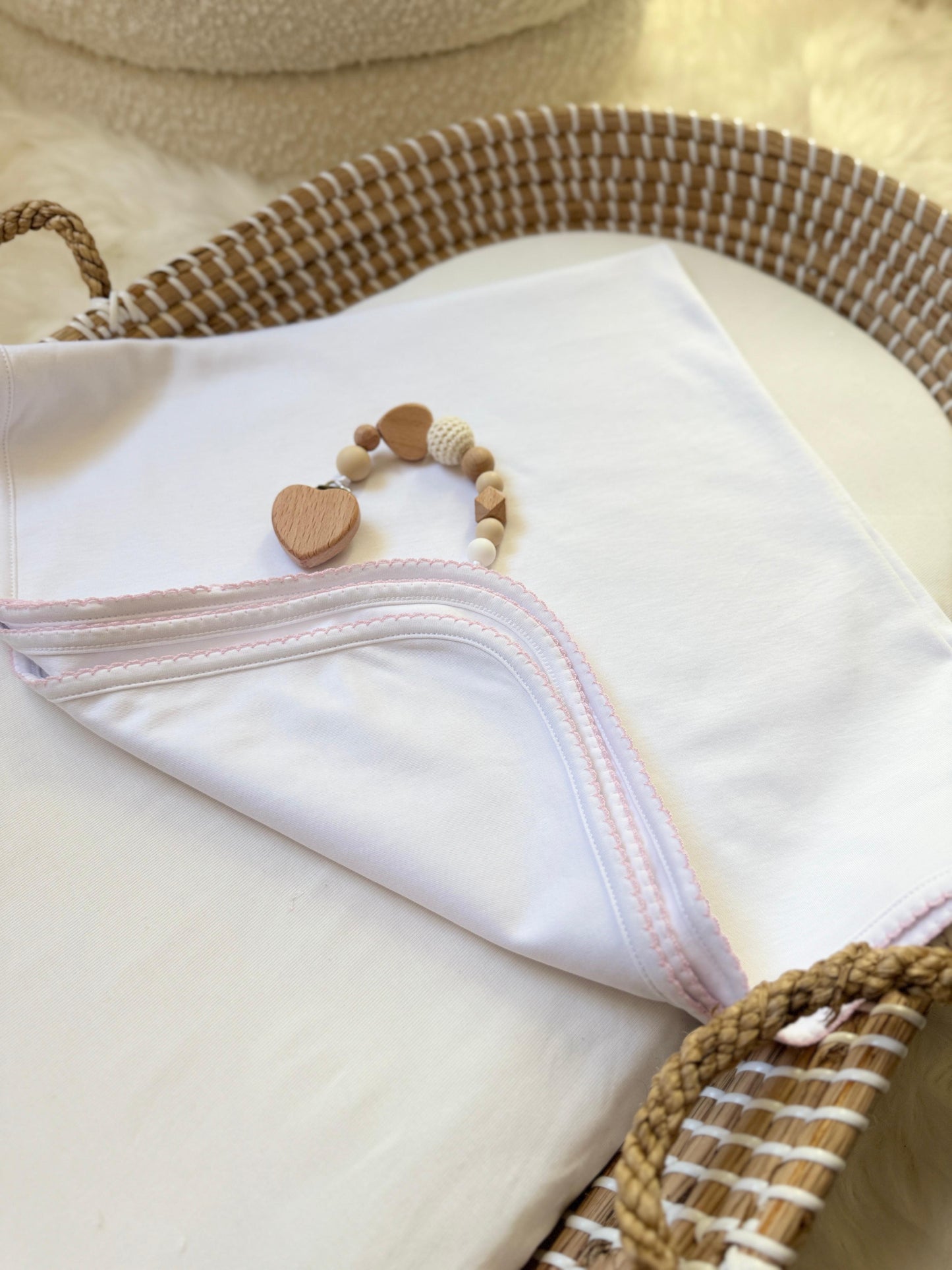 Capri Blanket - White & Pink