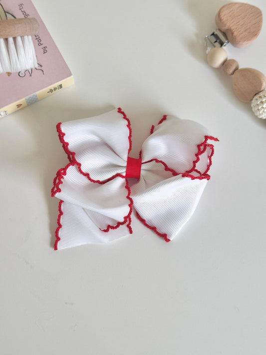Alessia Bow Clip - White & Red